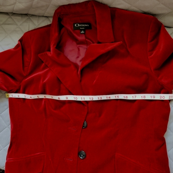 Options burgundy velvet jacket blazer fitted single-breasted 2-button closure 12 - Picture 12 of 14